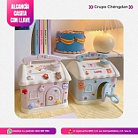 ALCANCIA KAWAI PARA BILLETES Y MONEDAS CON LLAVE CON STICKER 2D Y 3D