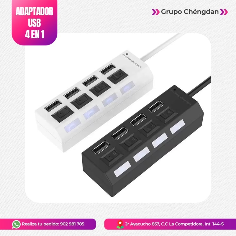 IMPORT JLM S.A.C. - ADAPTADOR DE 4 PUERTOS USB 3.0 CON INTERRUPTORES 