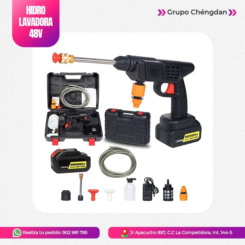 IMPORT JLM S.A.C. - HIDROLAVADORA PORTATIL RECARGABLE DE 48 VOLTIOS 