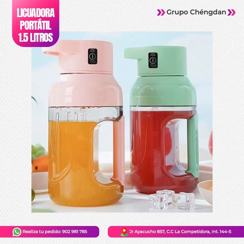 IMPORT JLM S.A.C. - BOTELLA LICUADORA DE 1.5 LITROS PORTATIL RECARGABLE