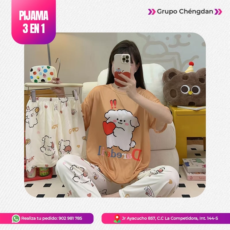 IMPORT JLM S.A.C. - PIJAMA 3 PIEZAS (PANTALÓN+SHORT+POLO)