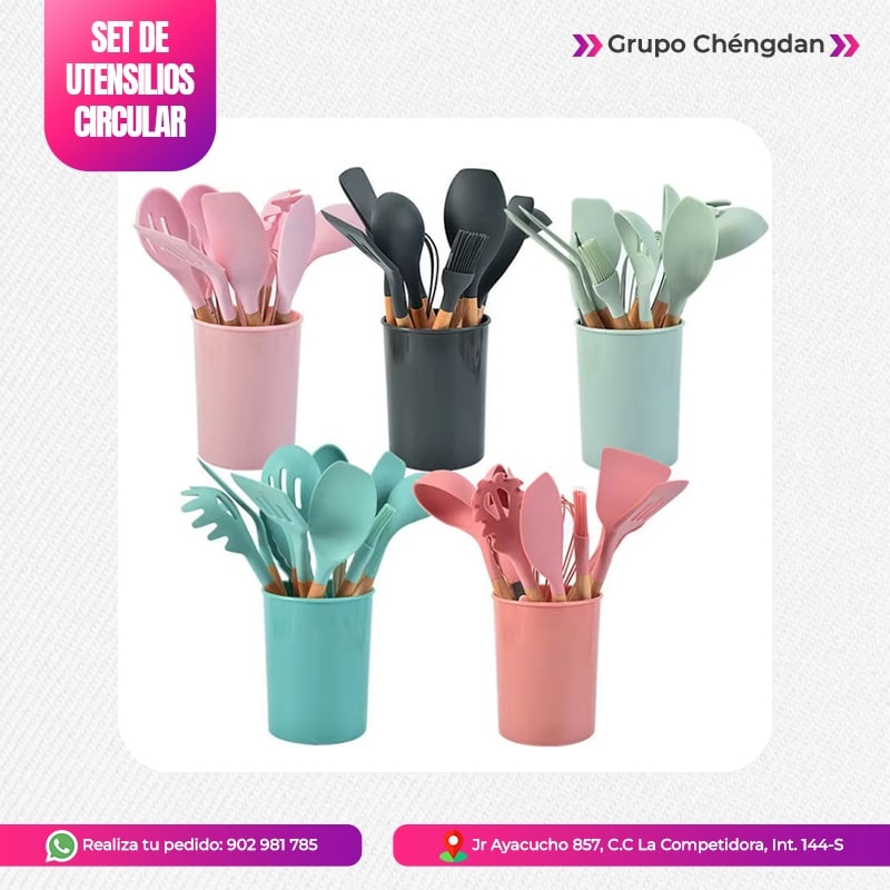 IMPORT JLM S.A.C. - JUEGO DE UTENSILIOS DE COCINA DE SILICONA