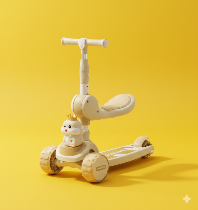 SCOOTER MODELO »ARDILLA CORONA« MUSICAL Y LUCES